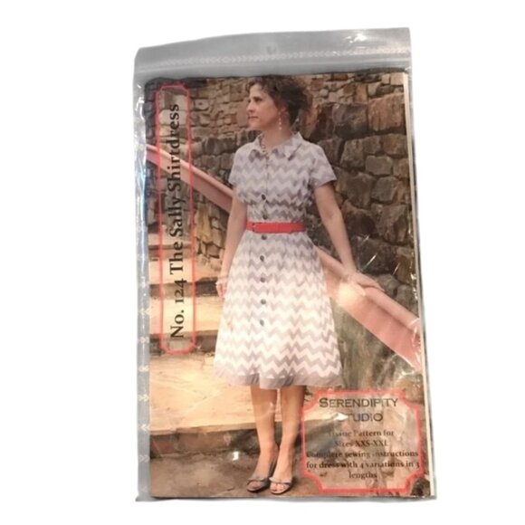 Belted Button-Front Shirtdress Sewing PATTERN Size XXS-XXL - Picture 1 of 2